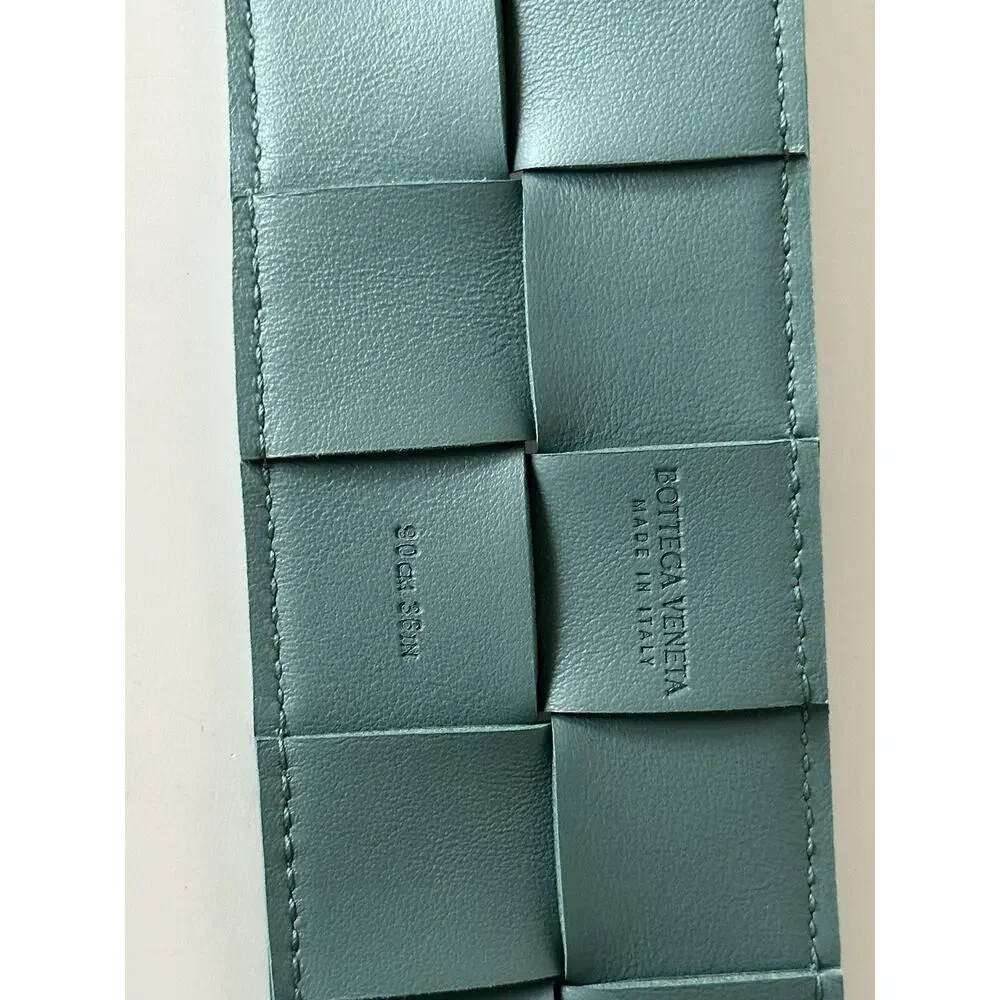 NWT $850 Bottega Veneta Intrecciato Nappa Leather Green Belt 36/90 IT 577933
